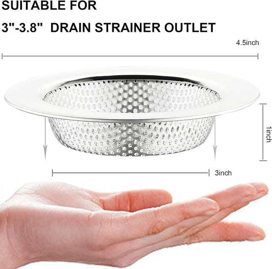 Kitchen Sink Strainer Stainless Steel, LASSHSWA Kitchen Sink Drain Strainer, Sink Strainers for Kitchen Sinks with Large Wide Rim 4.5" Diameter