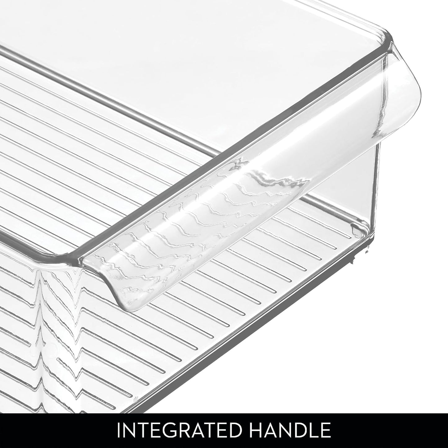 iDesign Large Stackable Fridge or Freezer Bin with Front Handle - Set of 6 - Clear - Made in USA