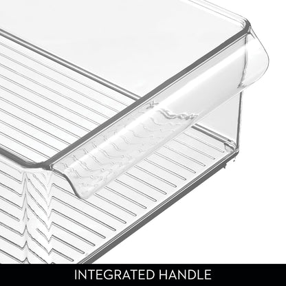 iDesign Large Stackable Fridge or Freezer Bin with Front Handle - Set of 6 - Clear - Made in USA