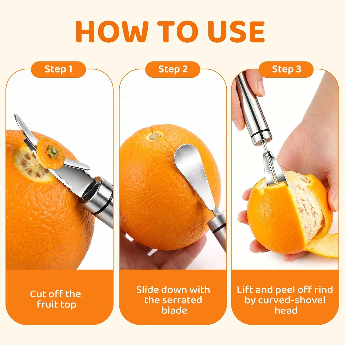 Citrus Peeler 2 Pack,Small And Large for Orange Grapefruit Slicer
