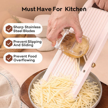 Mandoline Slicer for Kitchen, Upgrade Slicer for Vegetable, Professinal Japanese Vegetable Cutter with 4 Stainless Steel Blades