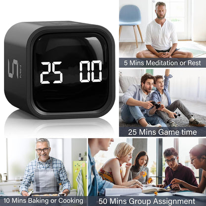 Rotating Productivity Timer 5/25/10/50, Desk Flip Timer, ADHD Tool