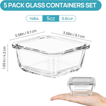 Vtopmart 10 Pack 35oz Glass Food Storage Containers with Lids, Meal Prep Containers, Airtight Reusable Lunch Container Set, Safe for Oven, Microwave, Freezer, and Dishwasher, Grey
