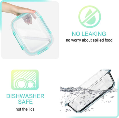 M MCIRCO [5-Packs, 36 Oz Glass Meal Prep Containers with Snap Locking Lids Glass Food Containers,Airtight Lunch Container,Microwave, Oven, Freezer and Dishwasher (4.5 Cup)