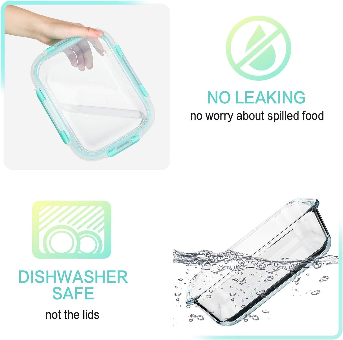 M MCIRCO 30 Pieces Glass Food Storage Containers with Snap Locking Lids,Glass Meal Prep Containers Set - Airtight Lunch Containers, Microwave, Oven, Freezer and Dishwasher