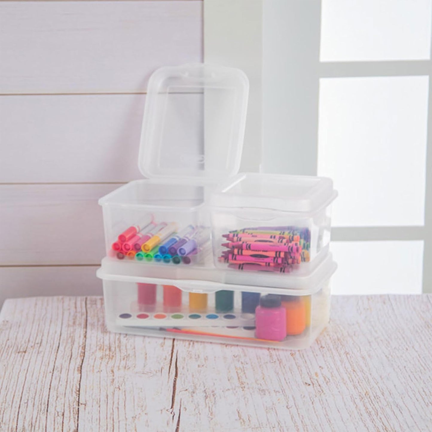 Sterilite 12-Pack FlipTop Stackable Rectangular Storage Bin with Hinging Lid, Clear