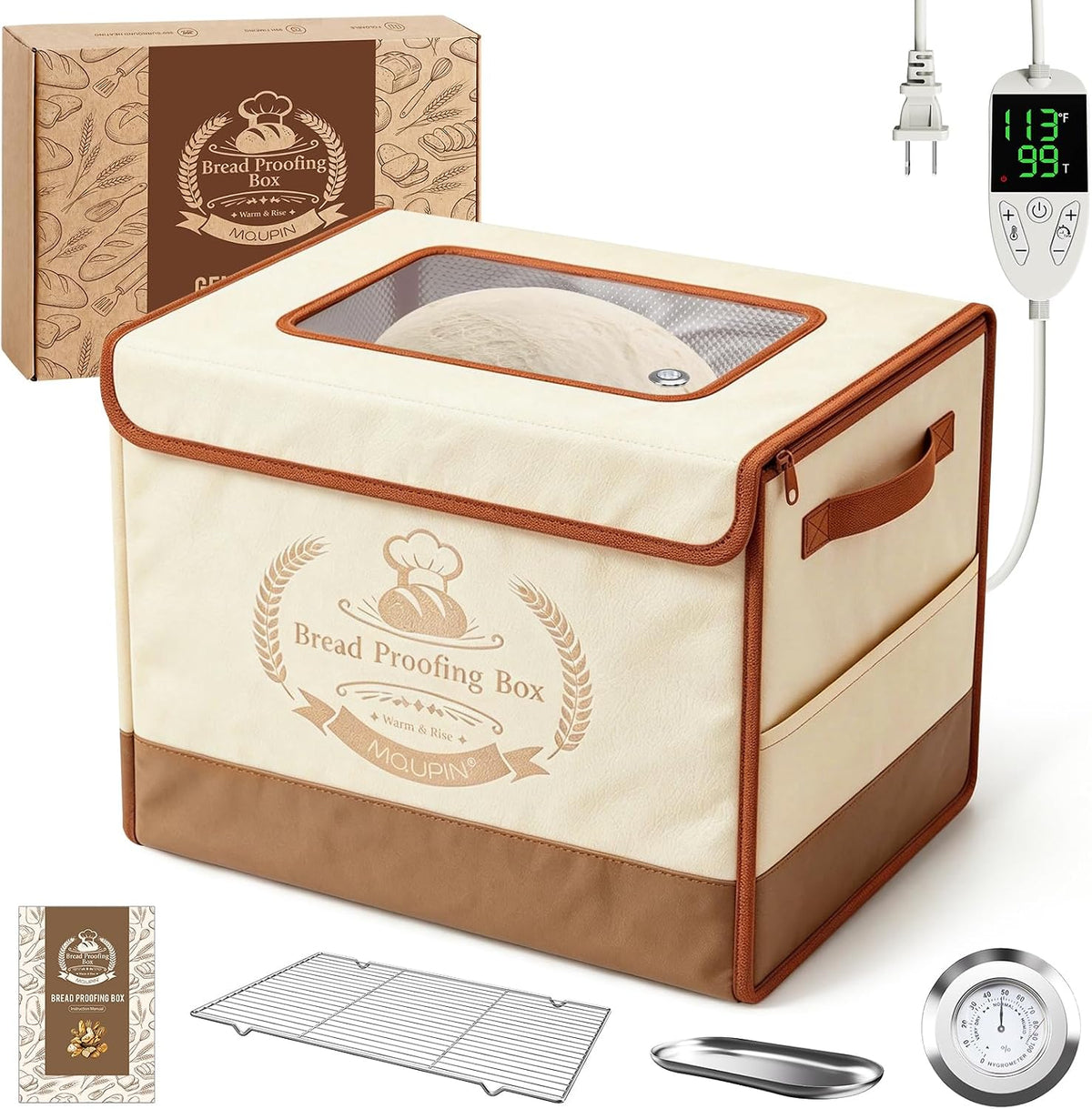MQUPIN Folding Bread Proofing Box with 68-131℉ Temp Control for Sourdough