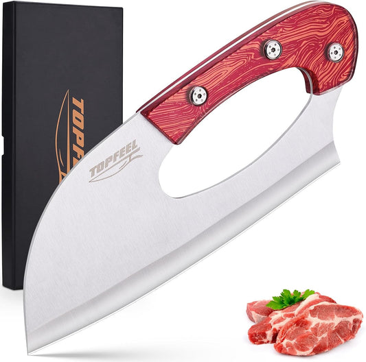 Topfeel Effort-Saving Meat Cleaver, German Steel Rocker Kitchen Knife