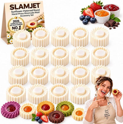 Sunflower Patterned Round Hand-Press Mooncake Double-Ended Pastry Mold