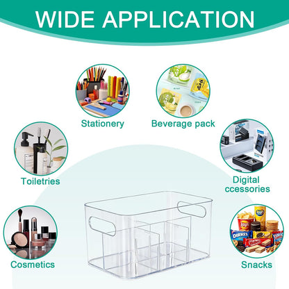 Drink Packet Organizer, Powder Packet with handle,Powdered Drink Mix,Acrylic Water Flavor Packet Organization Container with Removable Dividers for Storage Bins for Kitchen, Pantry, Office