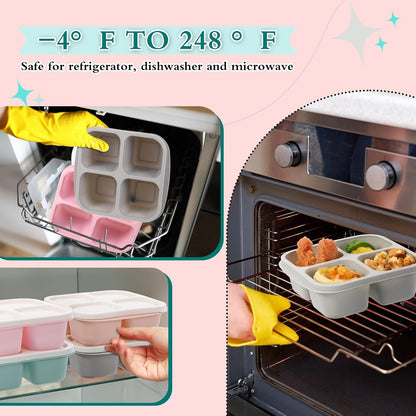 Honeydak 10 Pack Bento Snack Containers 4 Compartment Snack Boxes Reusable Containers with Lids Divided Meal Prep Lunch Food Storage Box for School Work Travel