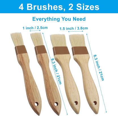 LALOFE Pastry Brush Natural Bristle Set, 1 & 1.5 Inch
