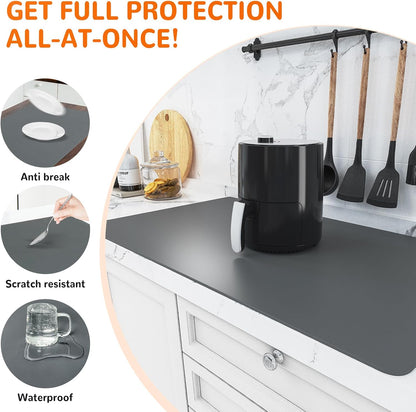 Warome Silicone Mat,78.7”x 23.6” Heat Resistant Mats for Countertop,Extra Large Countertop Protector Mat, Multi-functional Cuttable Kitchen Counter Mat, Silicone Mats for Kitchen Counter/Crafts- Grey