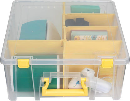 ArtBin 6990SO Super Satchel Double Deep Compartment Box - Art Storage with 8 Removable Compartments, Smart Closure for Craft Supplies (Gold - Pack of 1)