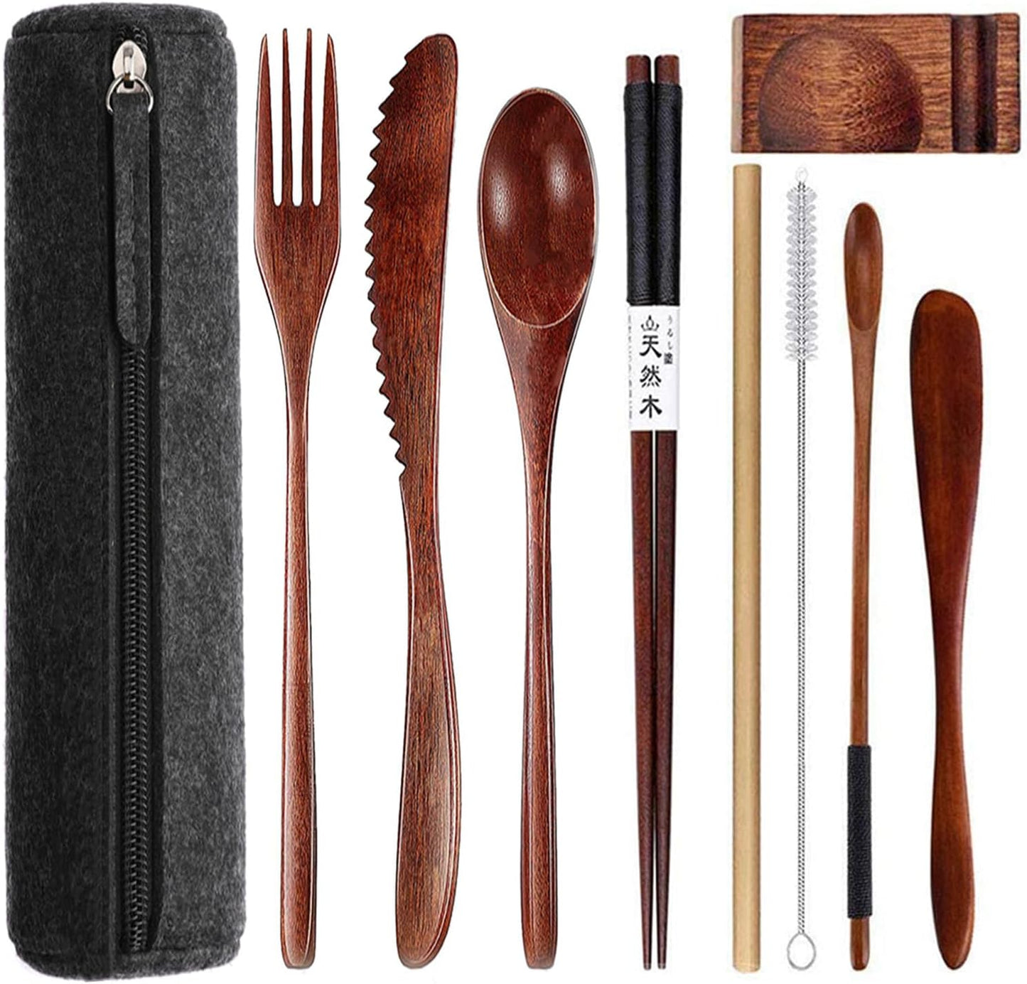 Travel Utensils Set with Case Reusable Stainless Steel Silverware Flatware Set 9 Pcs Portable Cutlery Eating Utensils Set for Lunch Boxes Workplace Camping School, Dishwasher Safe (Multi)