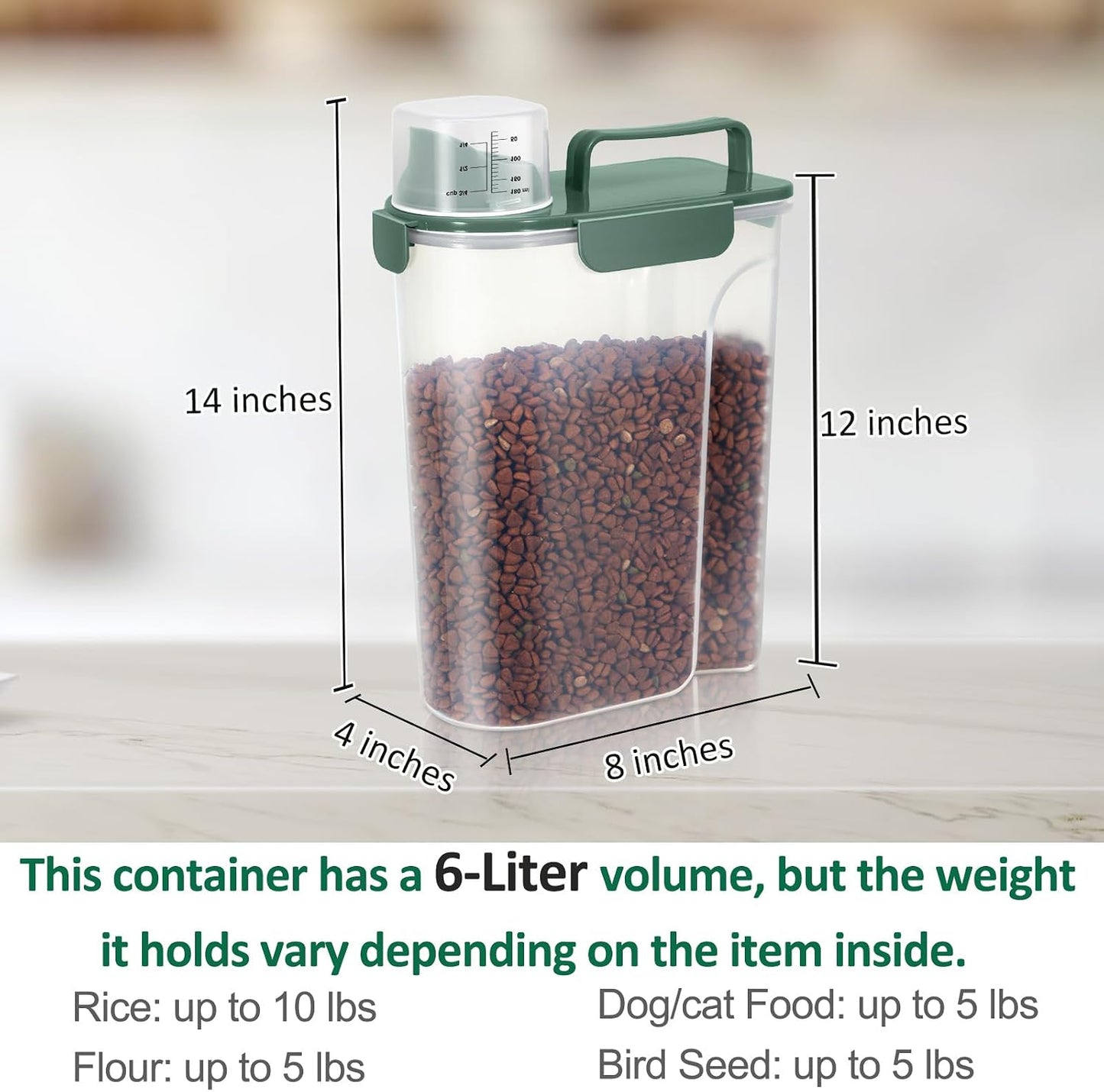 TBMAXS 2 Pack 3 Lbs Dog Cat Food Storage Containers for Travel, Portable Pet Food Storage Container, Easy-Pouring Bird Seed Dispenser, Airtight Rice Cereal Oatmeal Flour Holder -Beige