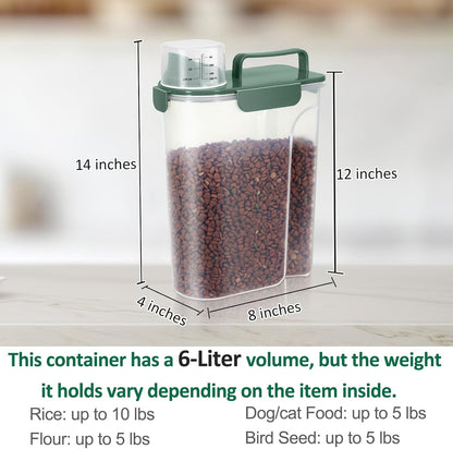 TBMAXS 2 Pack 3 Lbs Dog Cat Food Storage Containers for Travel, Portable Pet Food Storage Container, Easy-Pouring Bird Seed Dispenser, Airtight Rice Cereal Oatmeal Flour Holder -Beige