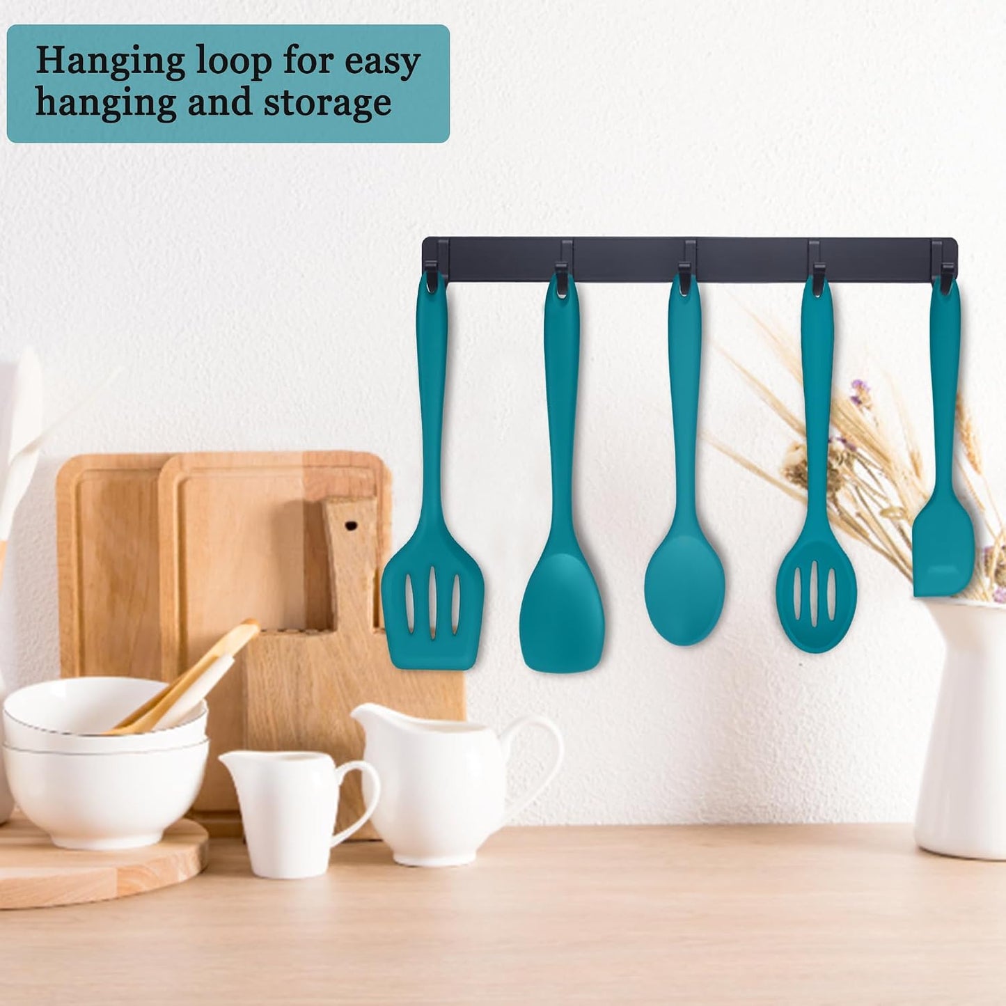 E-far 10 Pieces Silicone Cooking Utensils Set, Heat Resistant Kitchen Utensil Set for Nonstick Cookware, Kitchen Cooking Tools with Spatula, Spoon, Slotted Turner, Non-Toxic & Dishwasher Safe (Khaki)