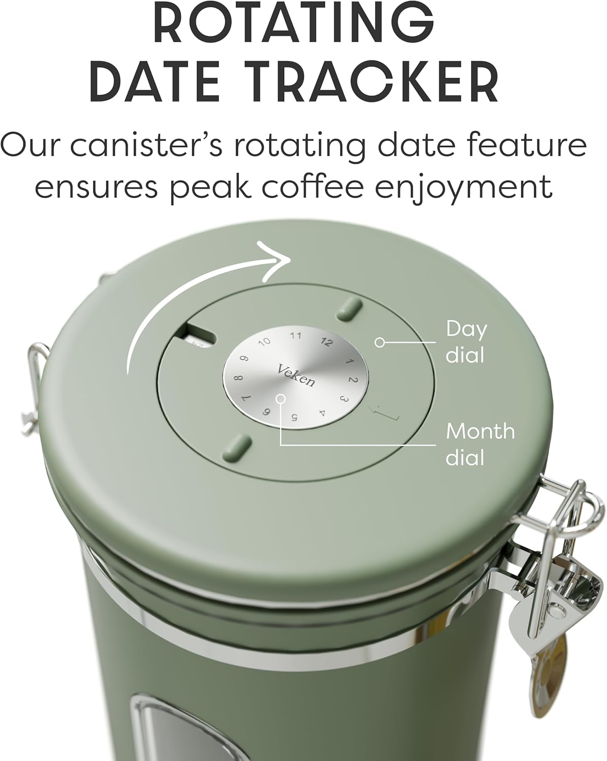 Veken Coffee Canister with Window, Family Choice Awards Winner, Airtight Stainless Steel Home Kitchen Food Storage Container with Lids for Grounds, Beans, Tea, Flour,Cereal,Sugar Jars,Scoop,16OZ,Black