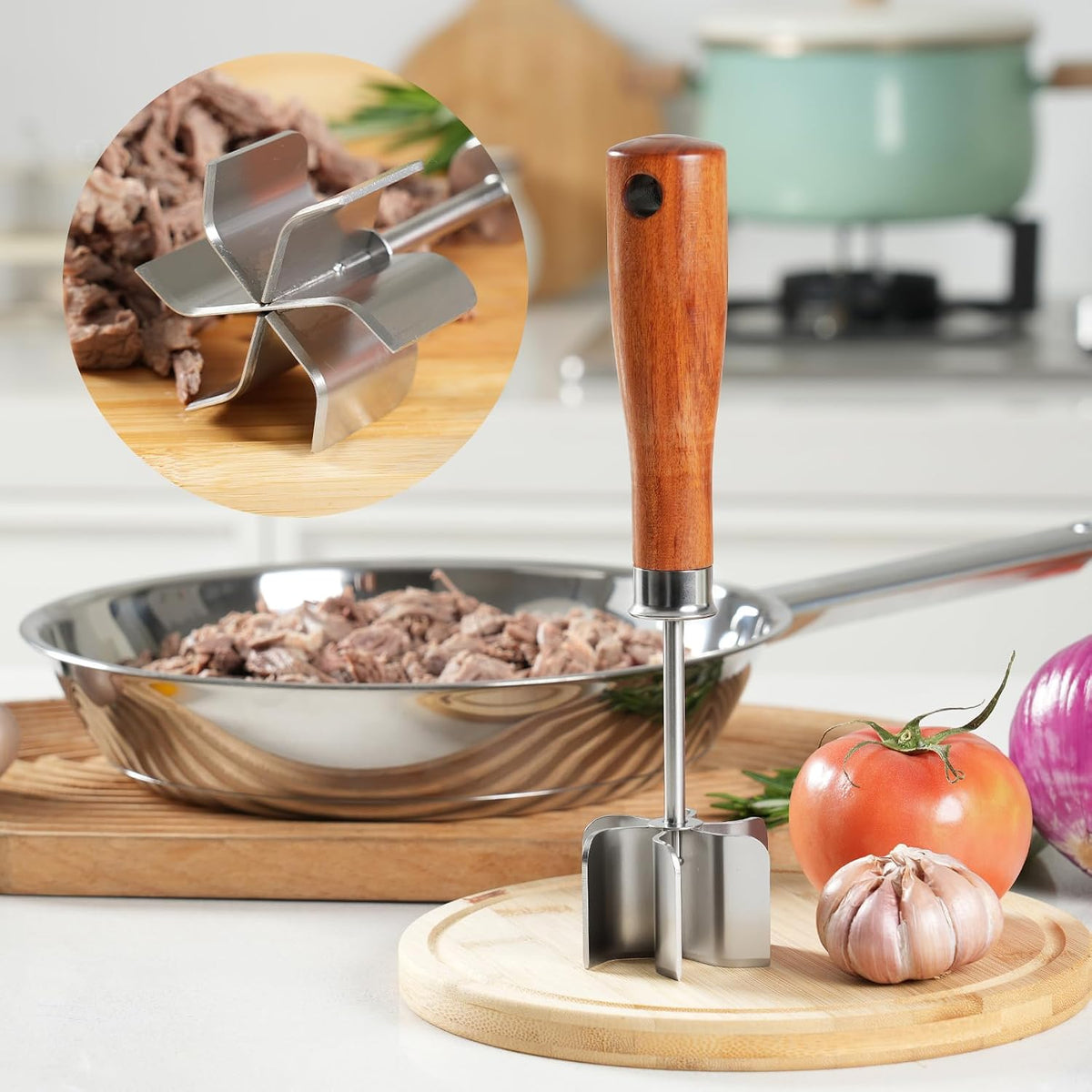 Stainless Steel Meat Chopper & Masher, Ground Beef Chopper Tool