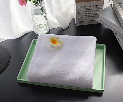 White Serving Tray (13.5 x 9.6 inch) for Serving Accessory, Elegant & Stackable Plastic Tray for Spa, Coffee, Drinks, Tea, Bar, Party, Seasoning, Perfume and Display Use.
