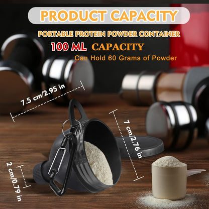 2 Pcs Protein Powder Funnel, 50ml Protein Powder Travel Container
