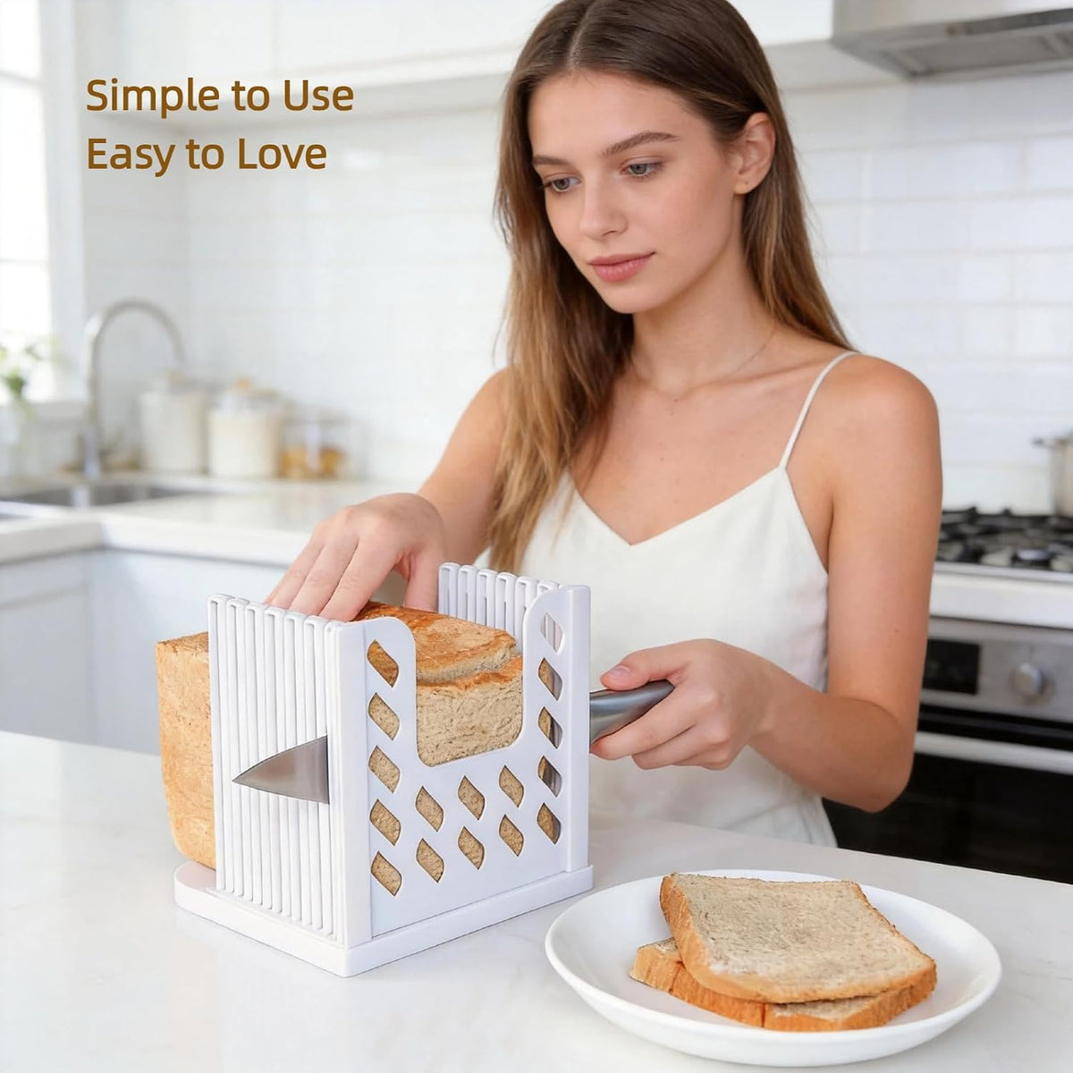 Adjustable Bread Slicer for Homemade Bread, Foldable Bread Cutting Guide with Width Adjustment for Sourdough, Bagels, Cake, Sandwiches – Compact Kitchen Baking Tools & Gadgets