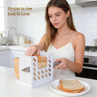 Adjustable Bread Slicer for Homemade Bread, Foldable Bread Cutting Guide with Width Adjustment for Sourdough, Bagels, Cake, Sandwiches – Compact Kitchen Baking Tools & Gadgets