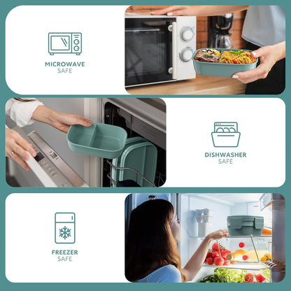 Modern Adult Lunch Box, Stackable Lunch Containers, Minimalist Design Bento Box with Utensil Set - Leak-Proof for Dining Out, Work, School, Picnic