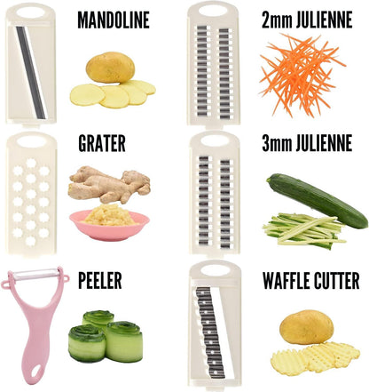 NACOLUS 5 in 1 Mandoline Slicer Vegetable Slicer Mandolin Multi Blade Potato Veggie Slicer Vegetable Cutter Julienne Shredder Potato Slicer Green