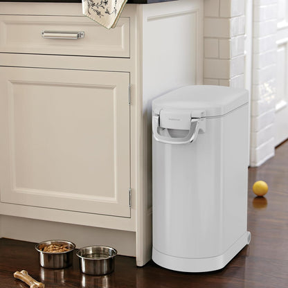 simplehuman 25 Liter, 27 lb / 12.2 kg Medium Pet Food Storage Container for Dog Food, Cat Food, and Bird Feed, Alloy Steel, Matte Black