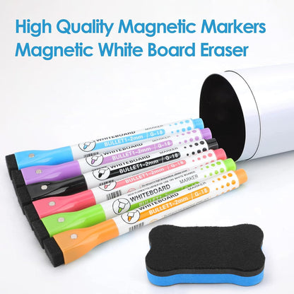 MaxGear Small Magnetic Dry Erase Board Sheet for Refrigerator, Fridge Whiteboard for Kitchen, 12"x8" White Board Organizer and Planner with Stain Resistant Technology, Include 1 Eraser, 3 Markers