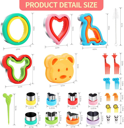 Sandwich Cutters for Kids Lunch, 25 Pcs Sandwich Cutter and Sealer Set, Uncrustable Sandwich Cutter for Lunch Box, Vegetable Fruit Cutter Shapes for Kids Bento Box