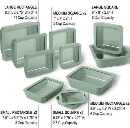 Ceramic Coated Glass Food Storage Container | No PTFE, PFOA, PFAS, and BPA | Reusable Non Toxic Meal Prep Container with Glass Lid | Easy To Store | 3 Cup Rectangle [Onyx]