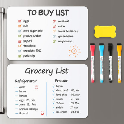 2 PCS Magnetic Dry Erase Whiteboard for Fridge, 14"x11" Reuasble & Erasable White Board Sheet for Refrigerator, Freezer - Smooth & Flexible Magnet Blank Notepad for Home, Kitchen Organizer and Planner