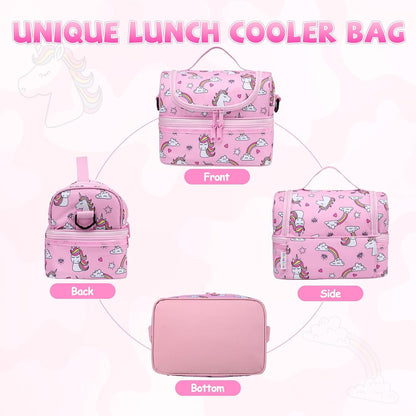 Lunch Bag for Girls,ChaseChic Insulated Lightweight Lunch Boxes for Kids Boys Dual Compartment Lunch Organizer Leak-Proof Cooler Bag with Detachable Adjustable Shoulder Strap,Purple Butterflies