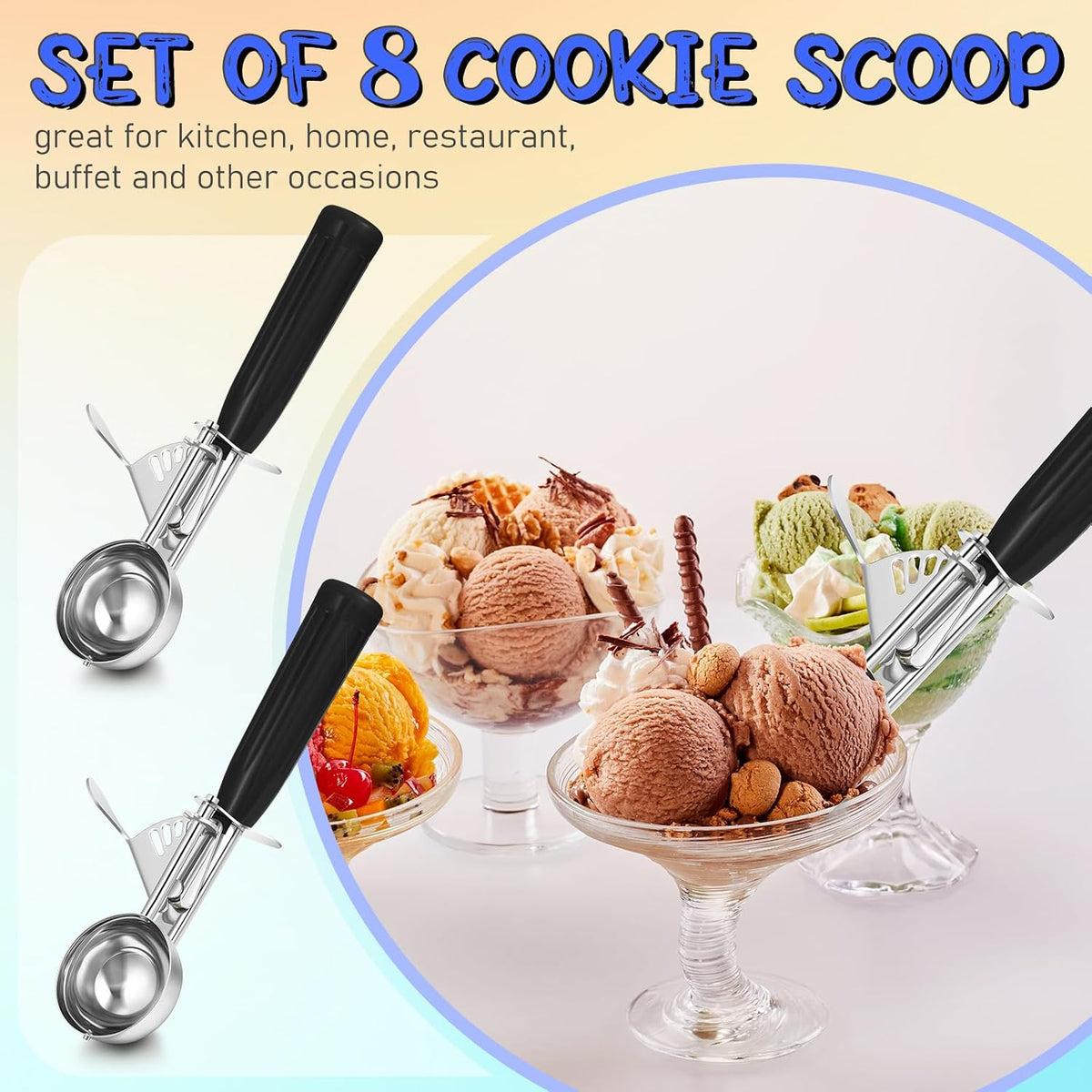 Reallnaive Ice Cream Scooper with Trigger, 4 oz, Gray