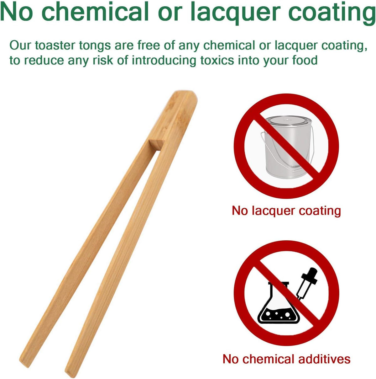 Toaster tongs, toast tongs, Made of pure natural bamboo, no paint coating, strong grip