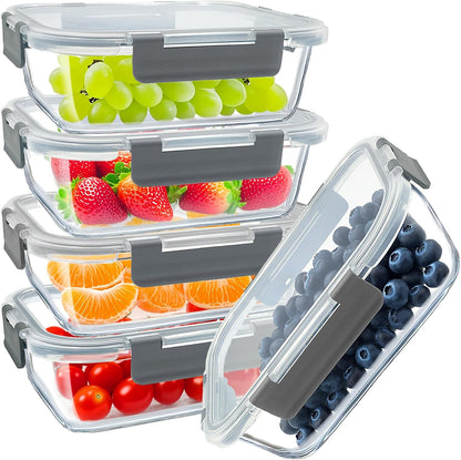 3 Pack 36oz Glass Meal Prep Containers with Lids Airtight BPA Free, Leak Proof, Stackable Glass Food Storage Containers, Microwave, Oven, Freezer and Dishwasher Safe