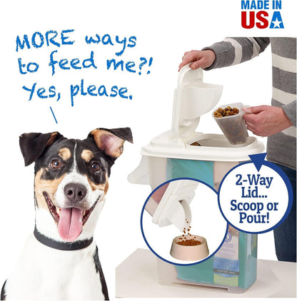 Buddeez Pet Food Storage Dispensers Plastic 4 Gallon - Airtight Flip Top for Freshness - Dry Dog Food, Cat Food or Bird Seed Plastic Containers (Set of 2)