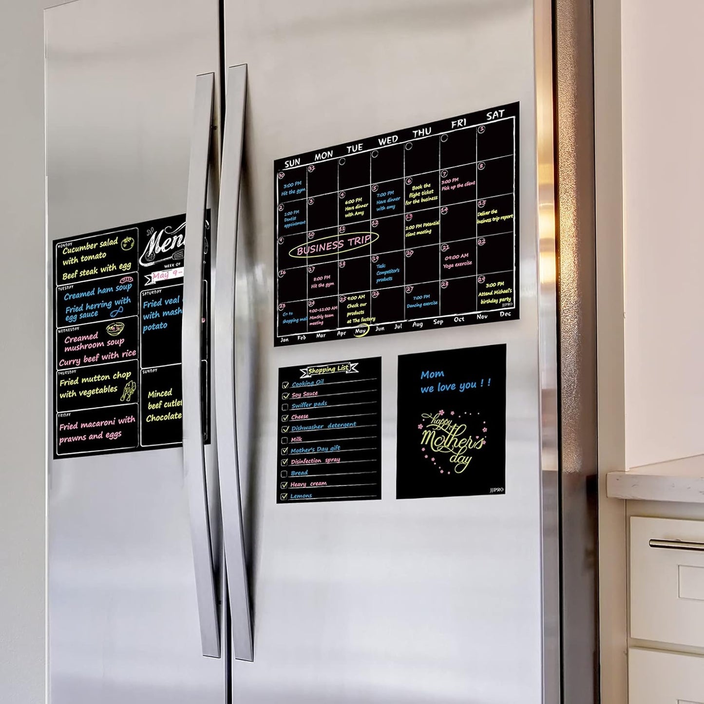 JJPRO Magnetic Dry Erase Menu and Chore Chart Blackboard for Fridge-Weekly Meal Planner Chalkboard,Behavior Chart Chalkboard for Multiple Kids with Notepad Blackboard