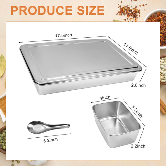 Yakumi Pans, Stainless Steel Yakumi Pan, Yakumi Mise En Place, Mise En Place Containers, 8 Compartment Stainless Steel Condiment Containers with Lids Spoons, Spice Box Indian Masala Dabba
