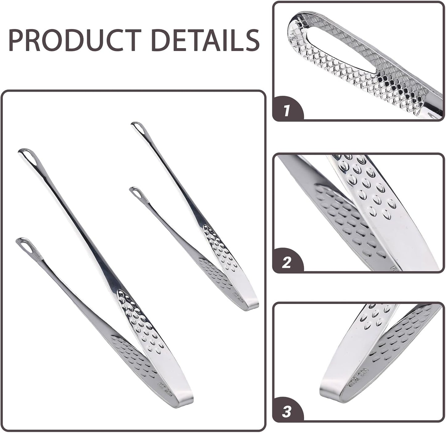 2 Pcs Stainless Steel BBQ Grill Tongs, Kitchen Tongs for Cooking, 11 inch & 9.4 inch Grill Tongs Set, BBQ Tweezers, Cooking Clamp Tool for Grilling Steak Vegetables Salad, Clip Head Hollow Design