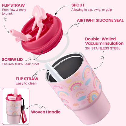 Bento Lunch Box for Kids with 17oz Soup Thermo,Insulated Tumbler Water Bottle and Insulated Lunch Bag,Leak-Proof 3 Compartment Lunch Food Container with Ice Pack for Kids to School-Horse