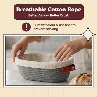 RICCLE Banneton Bread Proofing Basket, 2 Oval Sourdough Banneton Baskets