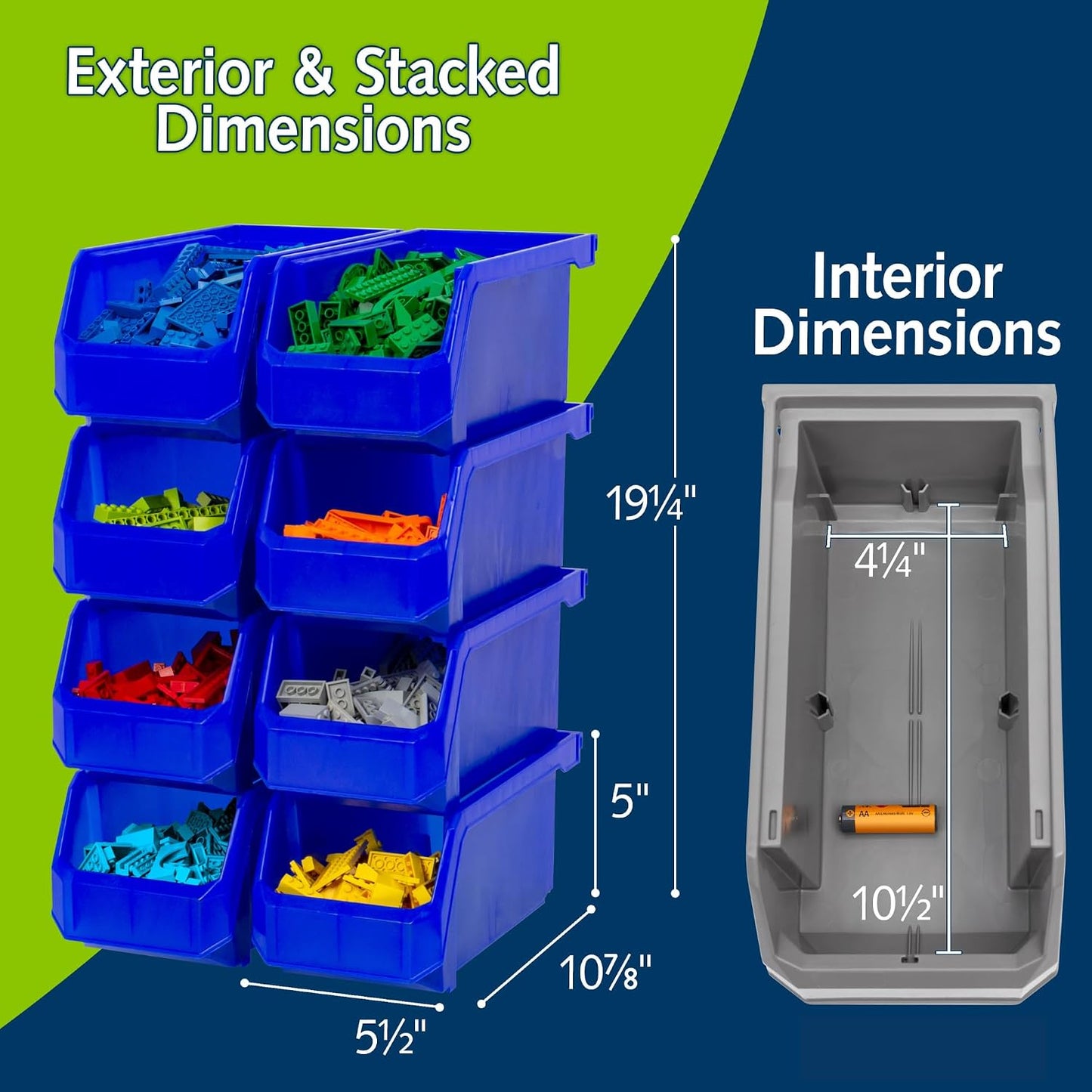 ReadySpace Medium Plastic Storage Bins, Stackable Organizer Containers for Closet Pantry Shelf Garage and Office Organization, Clear, 8 Pack