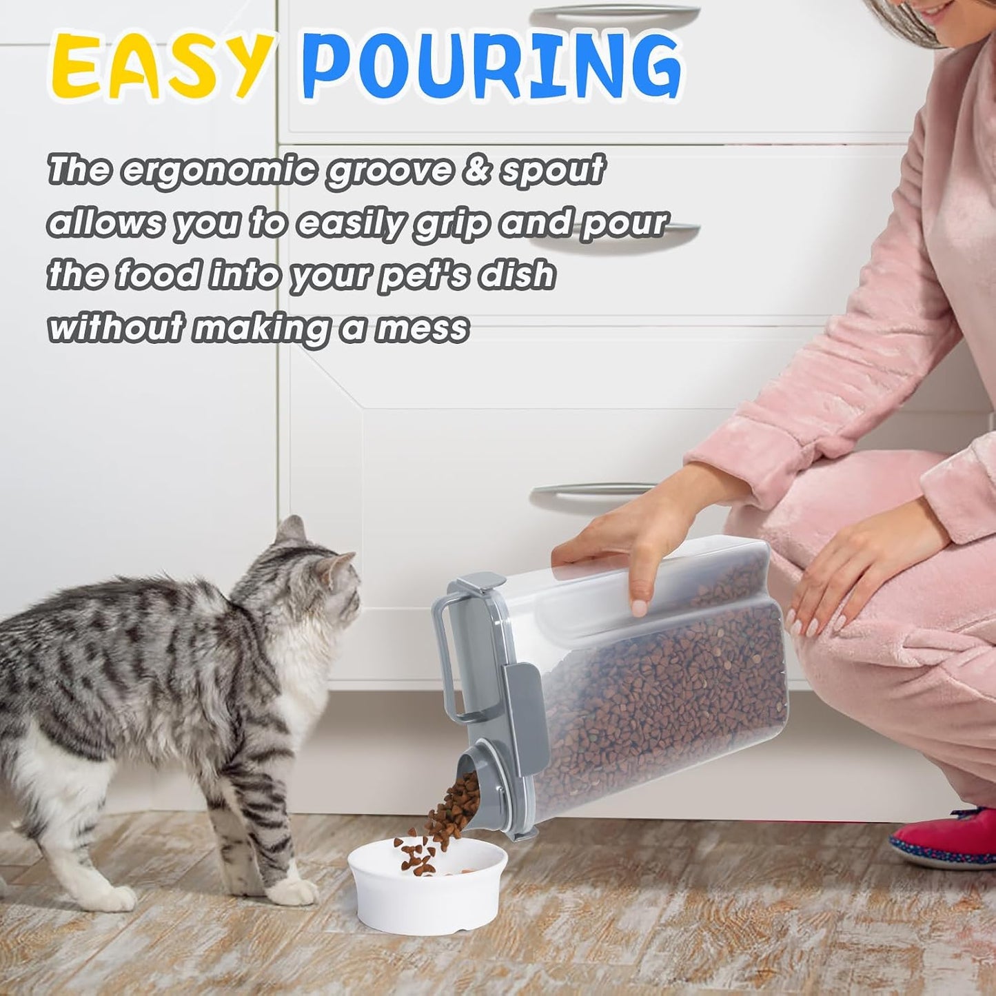 TBMax Pet Food Storage Containers 2 Pack 8-10 Lbs Airtight Dog Food Container Dispenser with Large Spout & Portable Handle, Travel Dog Treat Cat Food Storage Bin Bird Seed Container
