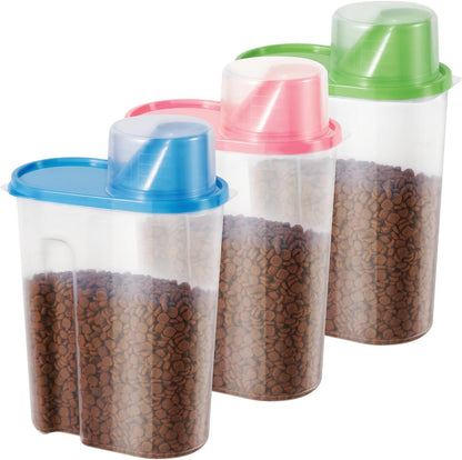 SenseYo Pet Food Storage Container 2lb 2.5L Translucent Cat Dog Food Storage Container Dispenser with Measuring Cup Pour Spout Sealed Cover for Pets (Pink 1pcs)