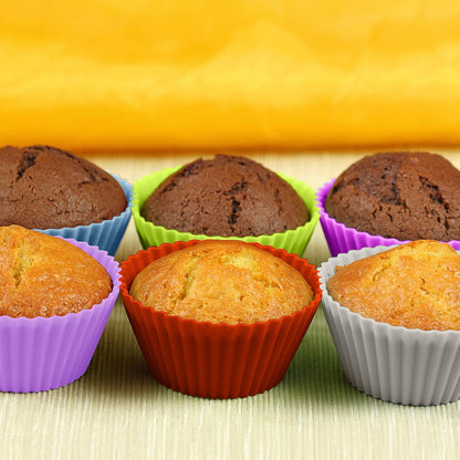 6 pack Silicone Baking Cups, Reusable Muffin Liners Non-Stick Cup, Cake Molds Set,Cupcake Silicone Liner Cupcake Holder,Bpa Free (navy blue)