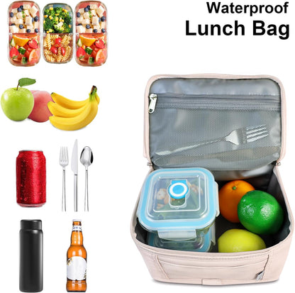 NOL Mini Insulated Lunch Bag for Women Men Kids | Small Leakproof Reusable Lunch Tote | Fits 6 Cans 330ml | Thermal Cooler for Work School Picnic Camping, Navy blue